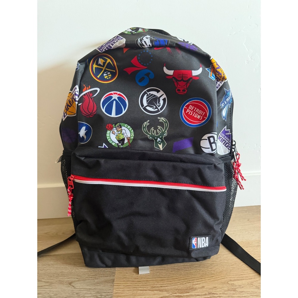 NBA Kids Backpack 18" Black Basketball Team Logos School Bag